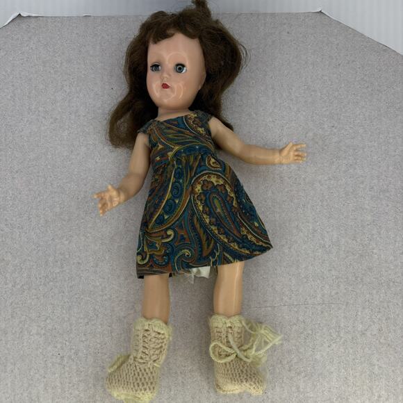 Vintage 1950's Ideal Toni Doll 14" Made in USA P-90 Brunette Nylon Hair Jointed - Picture 5 of 13